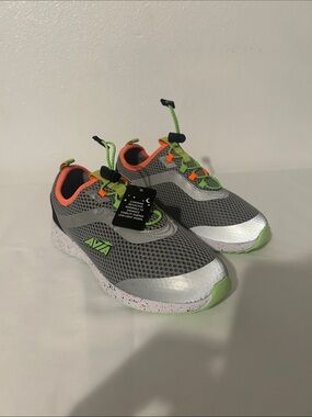 Avia Kids' Gray Sneakers with Neon Green & Orange Accents